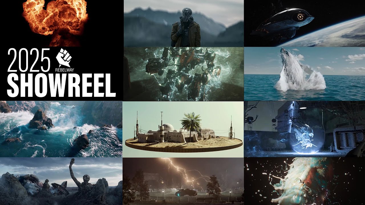 REBELWAY VFX REEL 2025 | Houdini FX, Nuke, Unreal-Engine, Python And Machine Learning Courses