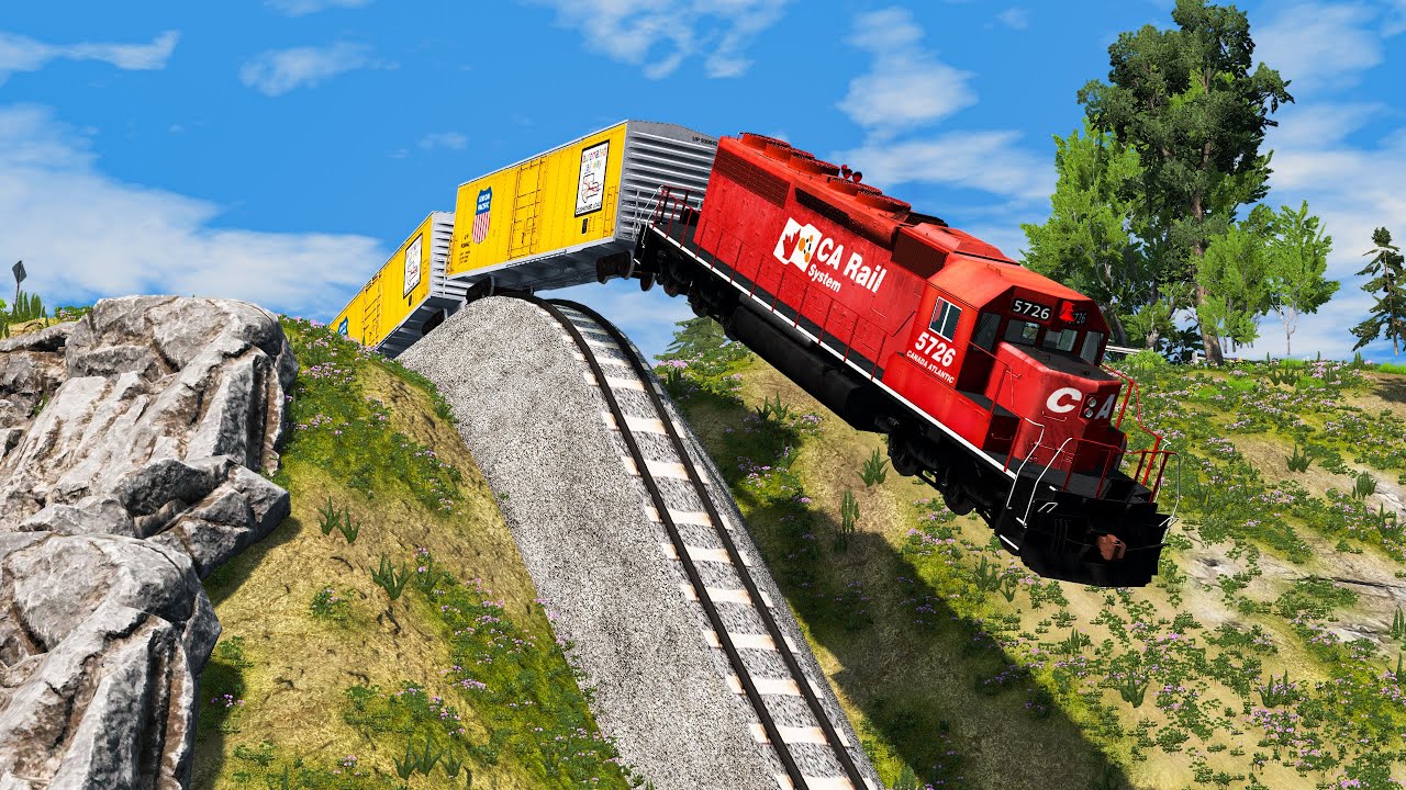 Trains vs Steep Slope - BeamNG.Drive