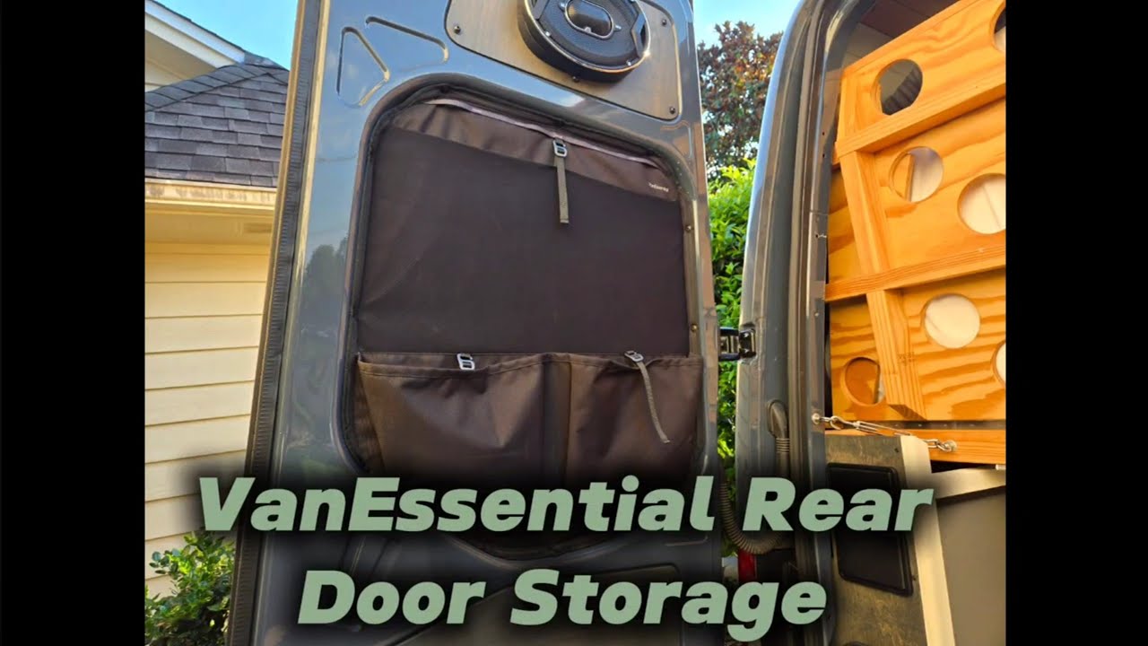 VanEssential Middle Rear Door Storage panel/ pouches Installation in Sprinter van