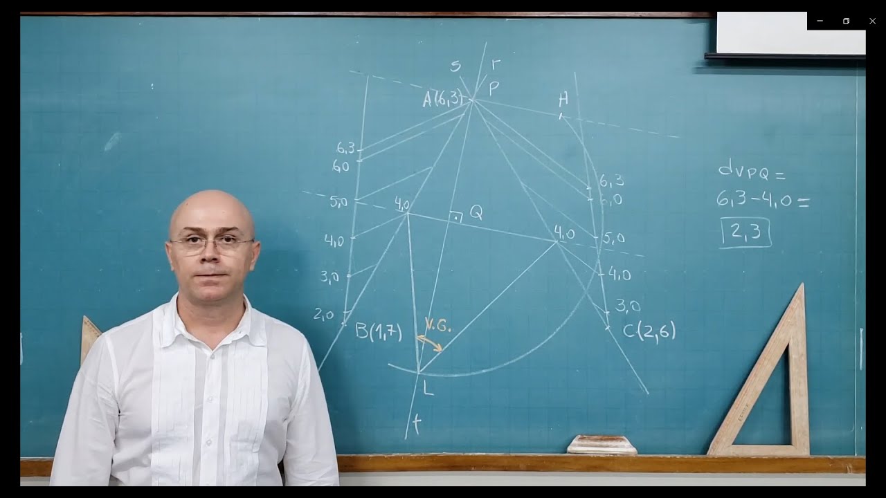 8 - Projeções Cotadas, Estudo da Reta: Obter o ângulo formado pelas retas r e s