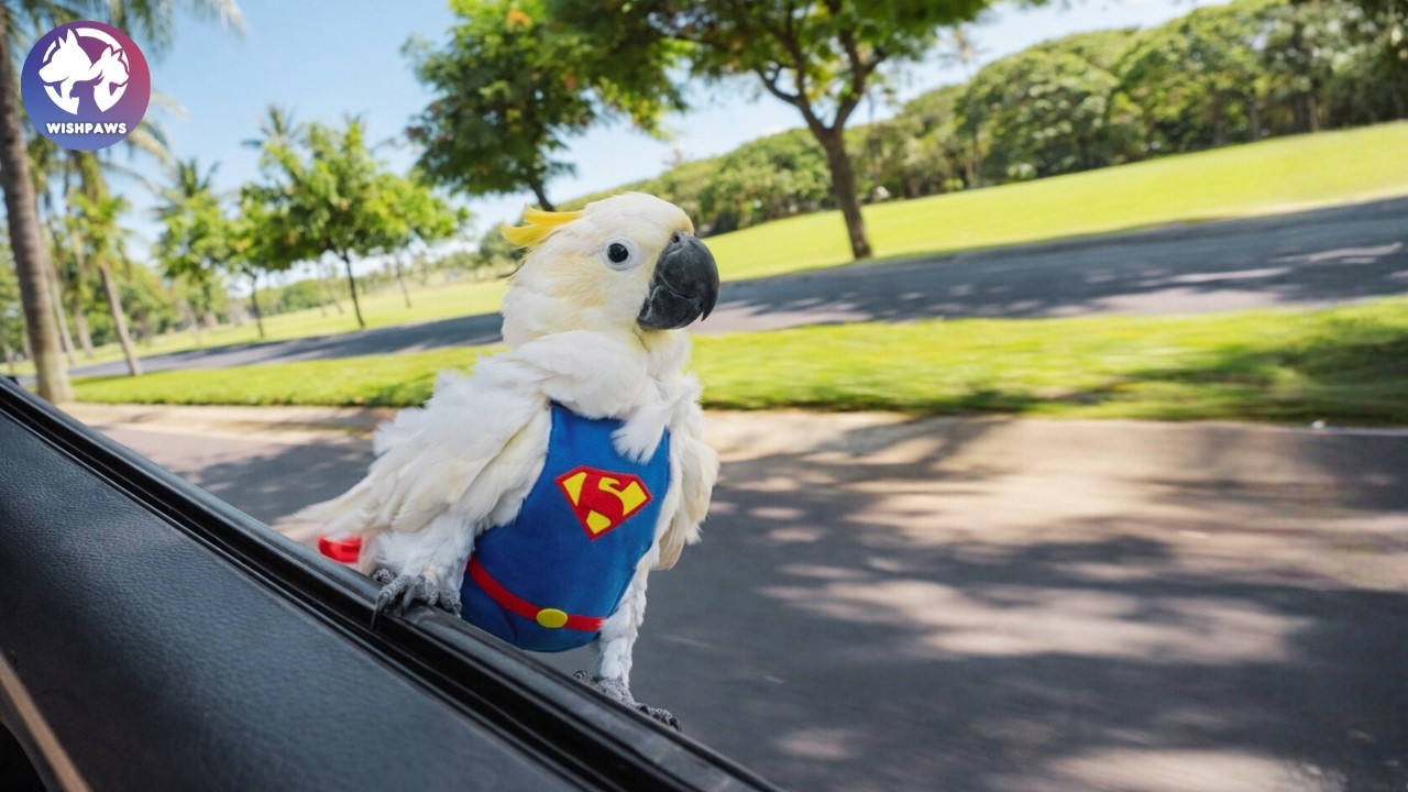 Parrot Refuses to Ride Inside, He Must Surf the Car Window