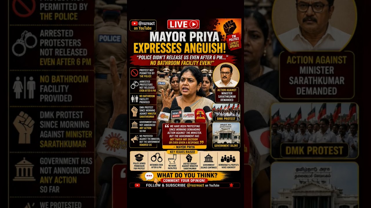 Mayor Priya Alleges Police Kept Protesters Detained After 6 PM 🚨 No Basic Facilities? #breakingnews