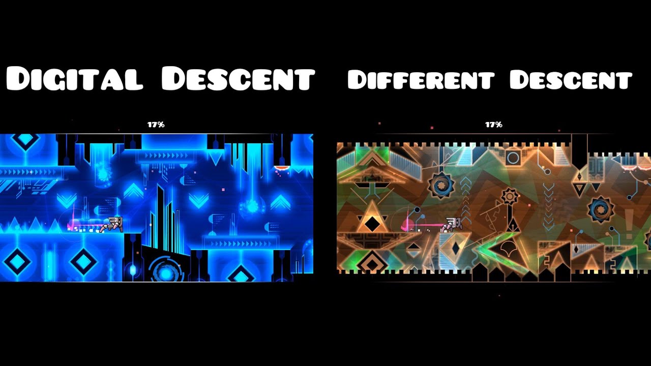 Digital Descent vs Different Descent: Original vs Remake Side-by-Side Comparison | Geometry Dash