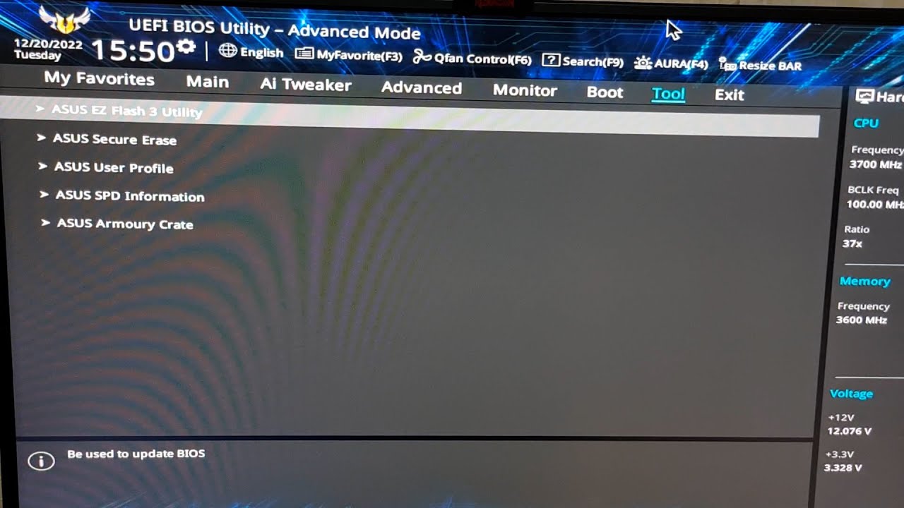 Como atualizar o BIOS da ASUS TUF B550M Plus utilizando o ASUS EZ Flash 3 utility