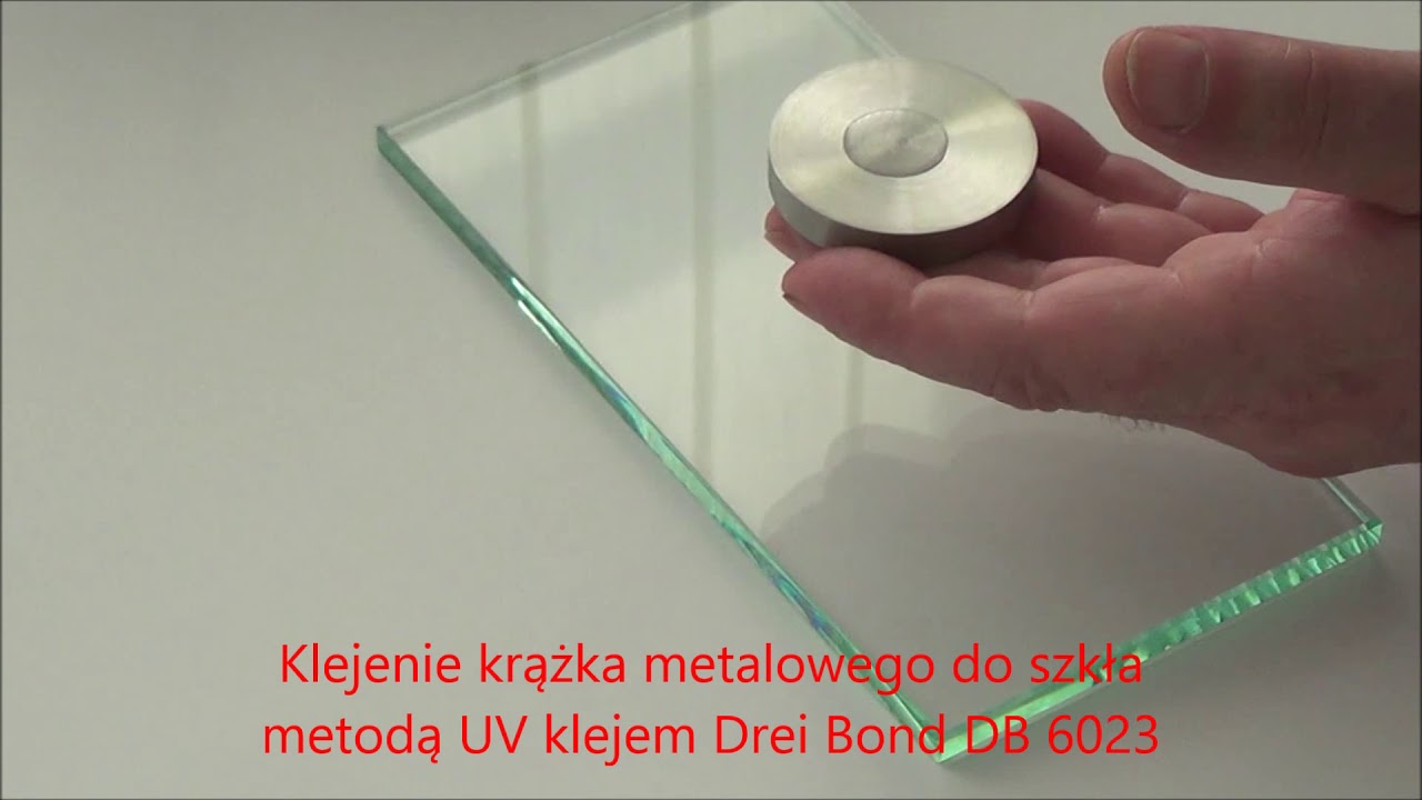 Klejenie krążka metalowego do szkła metodą UV klejem Drei Bond 6023