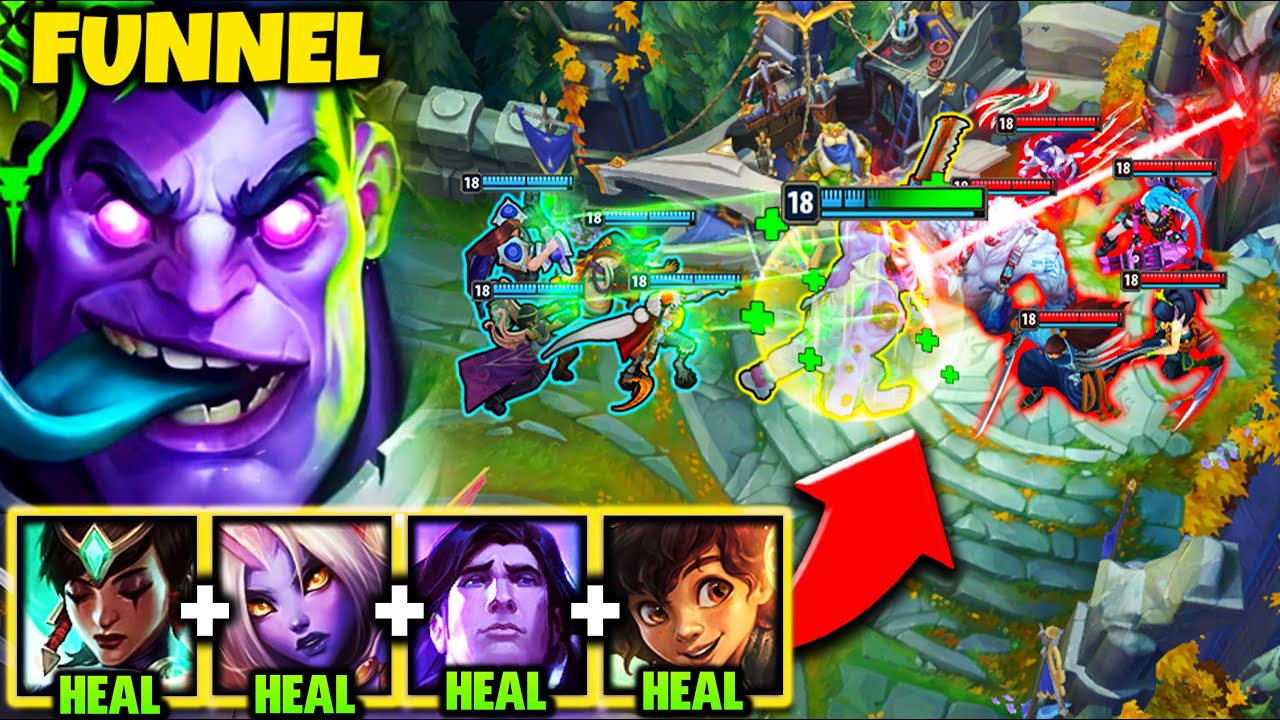 I HIRED 4 HEALERS TO FUNNEL ME ON DR. MUNDO AND DOVE THEIR FOUNTAIN! (300K DAMAGE TANKED)