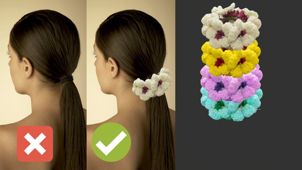 Ligas para Cabello a Crochet Scrunchies Dona para El Cabello #crochetscrunchies #crochettutorial