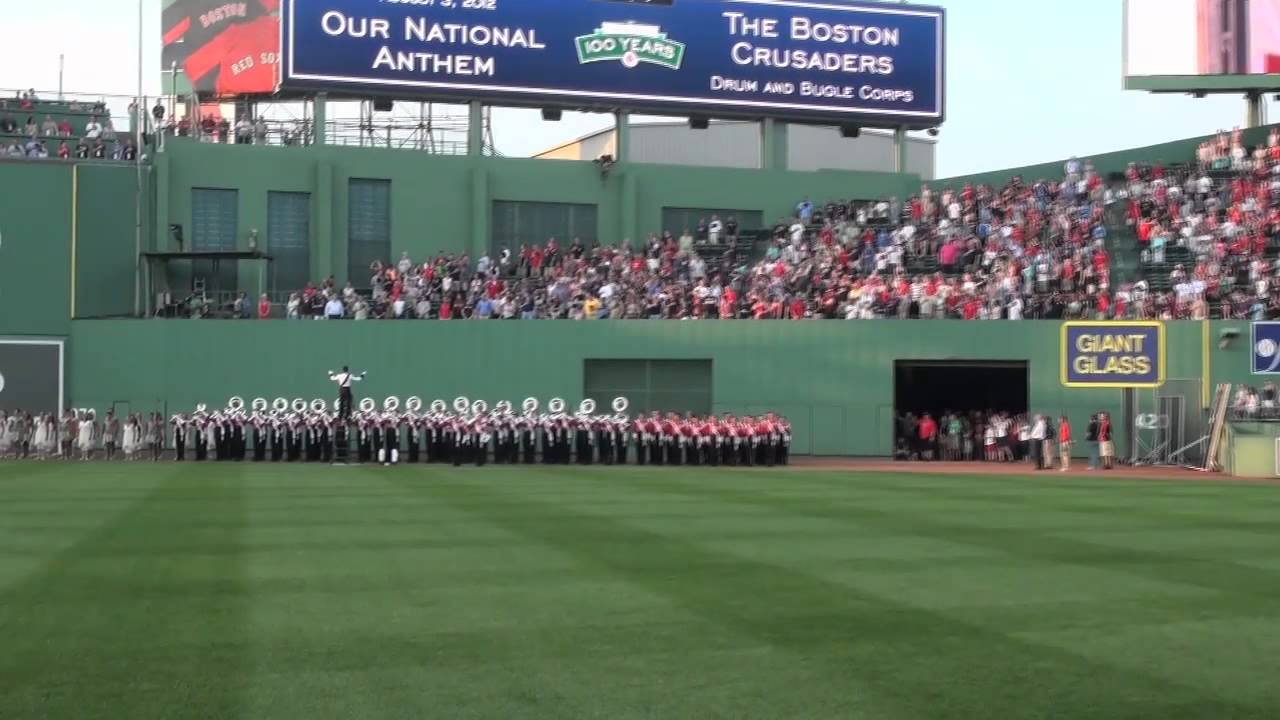 Boston Crusaders play the National Anthem at Fenway Park