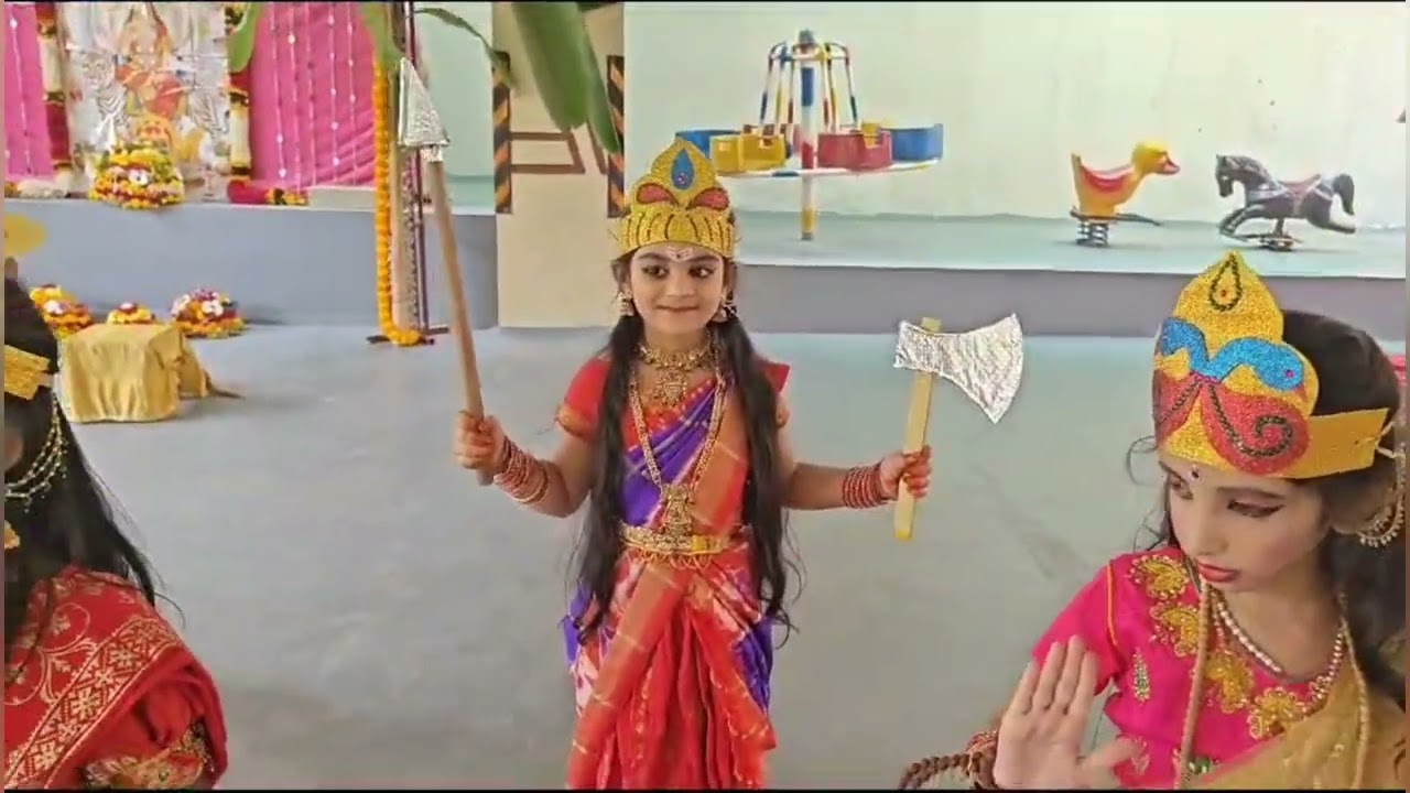 Skit performance by classes 1 & 2 students for Dusshera
