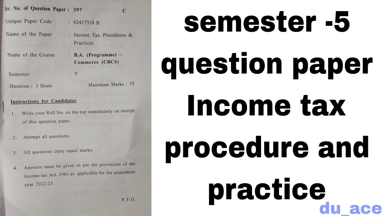 TPP question paper | Delhi University | pyq latest #du #TPP #incometax  #5thsemexam #zakirhussainDU