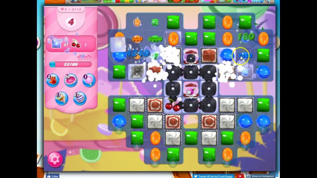 Candy Crush Level 3113 Talkthrough, 10 Moves 0 Boosters