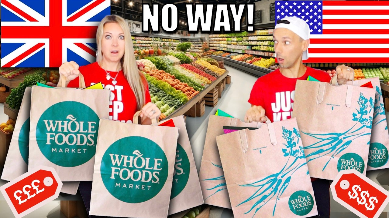 WHOLE FOODS USA vs WHOLE FOODS UK grocery shopping COMPARISON! 🛒 USA vs UK food stores challenge🇺🇸🇬🇧