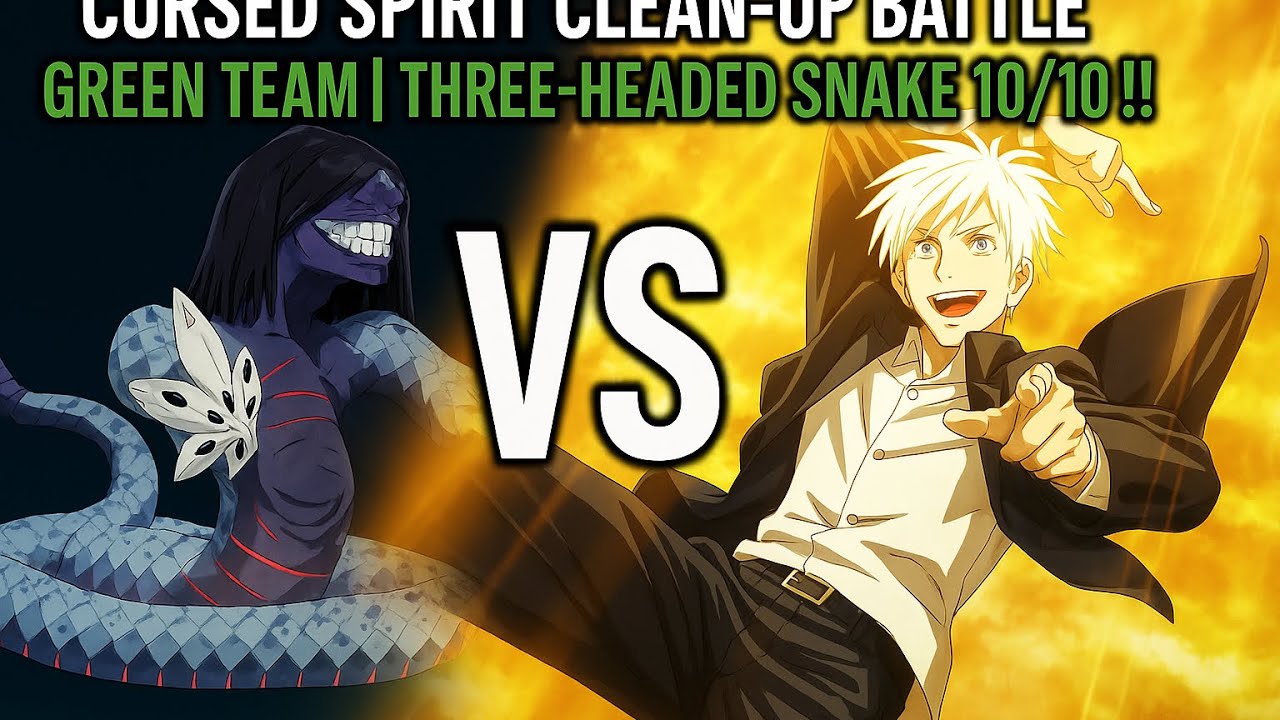 Cursed Spirit Clean-up Battle | Green Team | Three-Headed Snake 10/10 !!