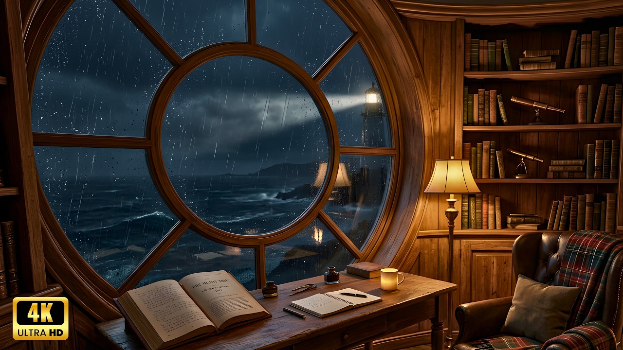 Cozy Lighthouse During Rain | Deep Focus Ambience for Productivity