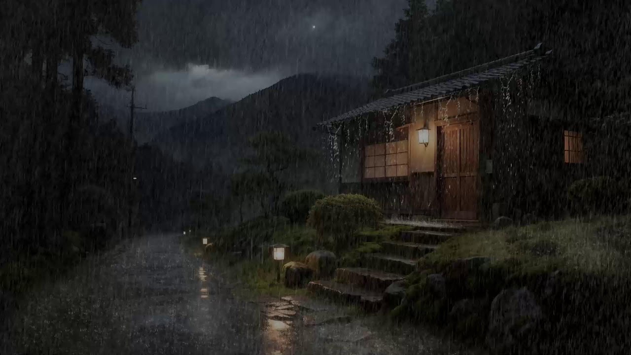 Peaceful Flow 🌙 Rainfall Falling on Cabin Roof for Deep Sleep and Balance 💫