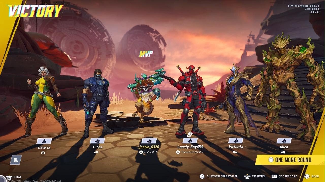 Marvel Rivals Sunshine Raccoon, Navy Trooper, and Cosmic Warlock Team Up