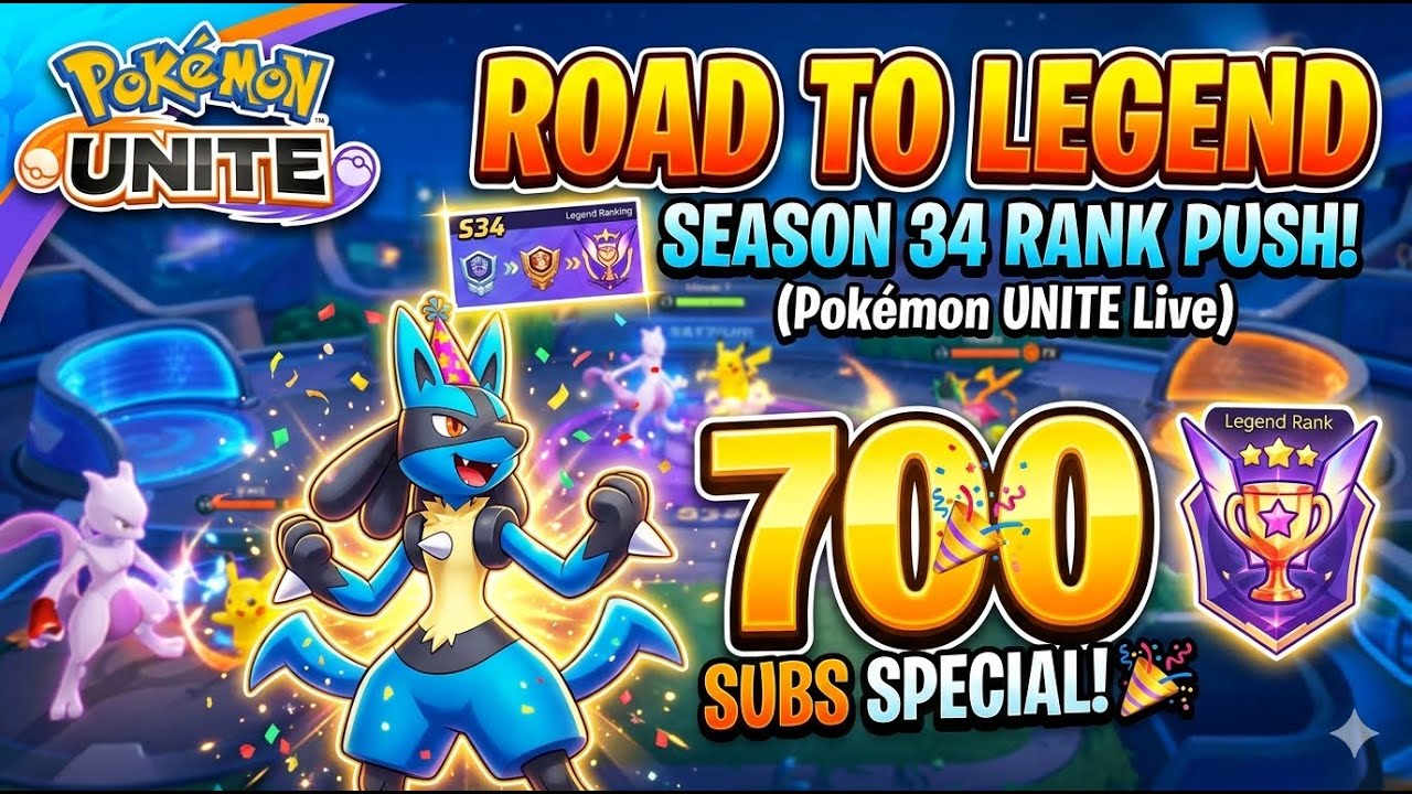 ​700 SUBS SPECIAL! 🎉 Pushing to Legend Rank in Season 34! (Pokémon UNITE)