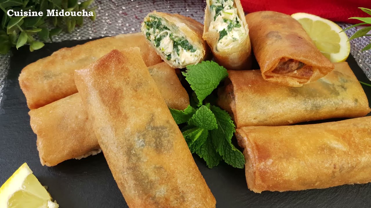 بوراك دجاج بالبشاميل والسلق / Bourek au poulet, épinards et à la béchamel