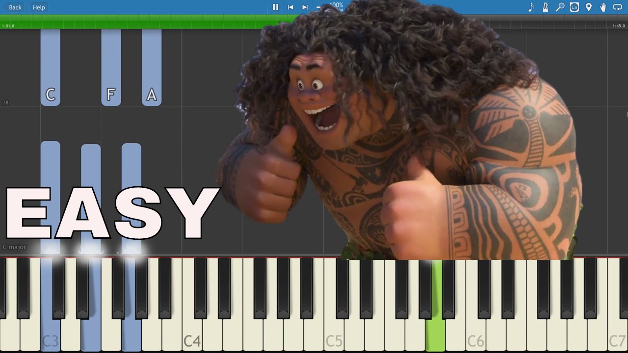 How to play You're Welcome - EASY Piano Tutorial - Moana Soundtrack - Dwayne Johnson