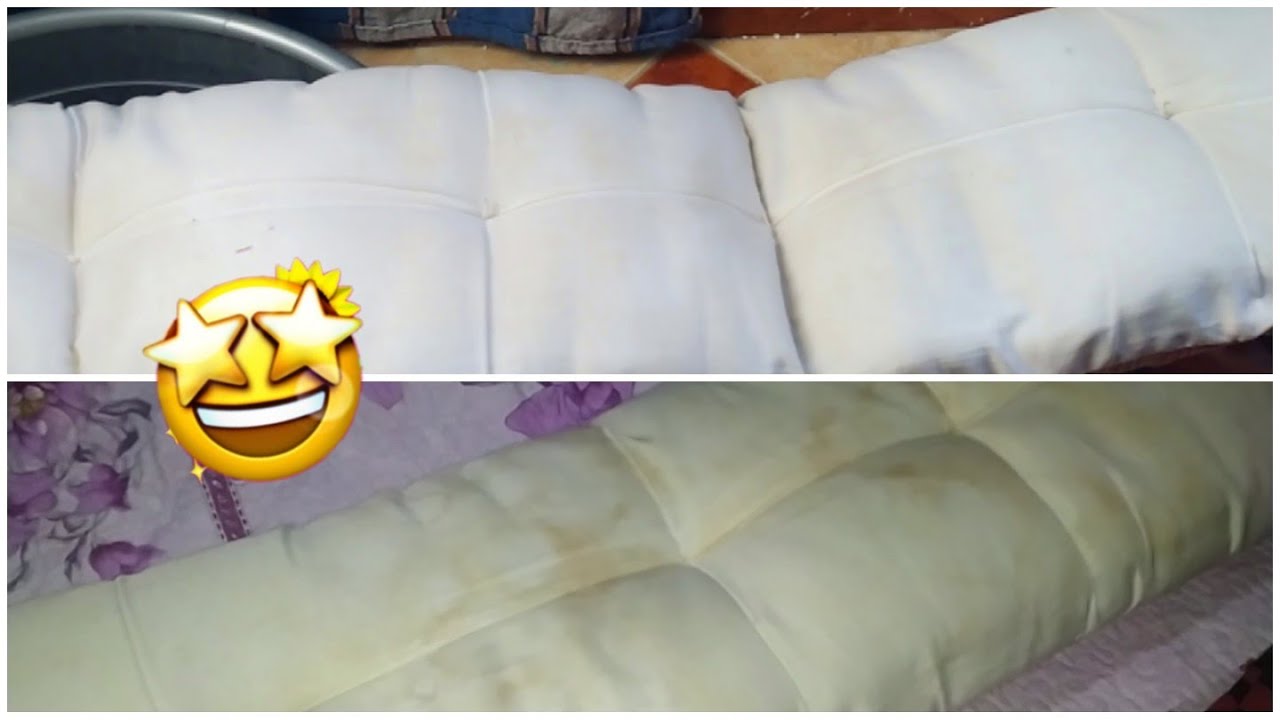 طريقة غسيل المخدات الفايبر في الغساله//  اتصدمت من النتيجة🤦‍♀️