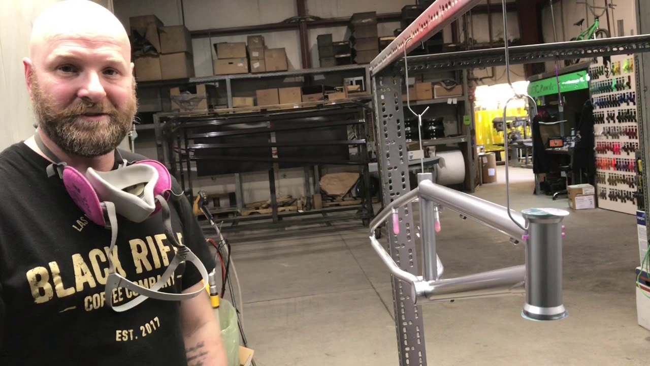 Oil slick or jet fuel done with powdercoat.