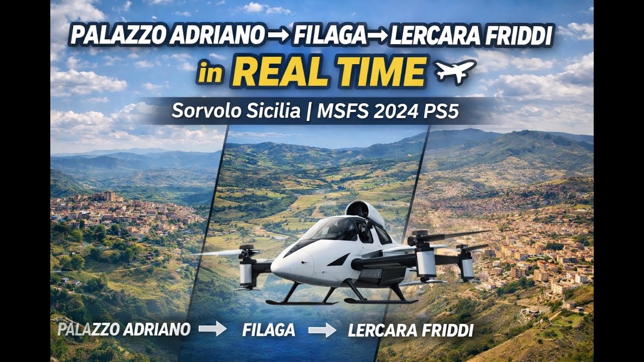 World Tour 🌍  Palazzo Adriano → Filaga → Lercara Friddi  ✈️ | Sorvolo Sicilia | MSFS 2024 PS5