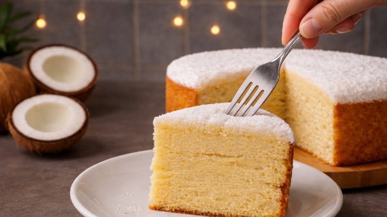 Fluffy Coconut Cake Recipe_ With Melt-in-Your-Mouth Cream Frosting