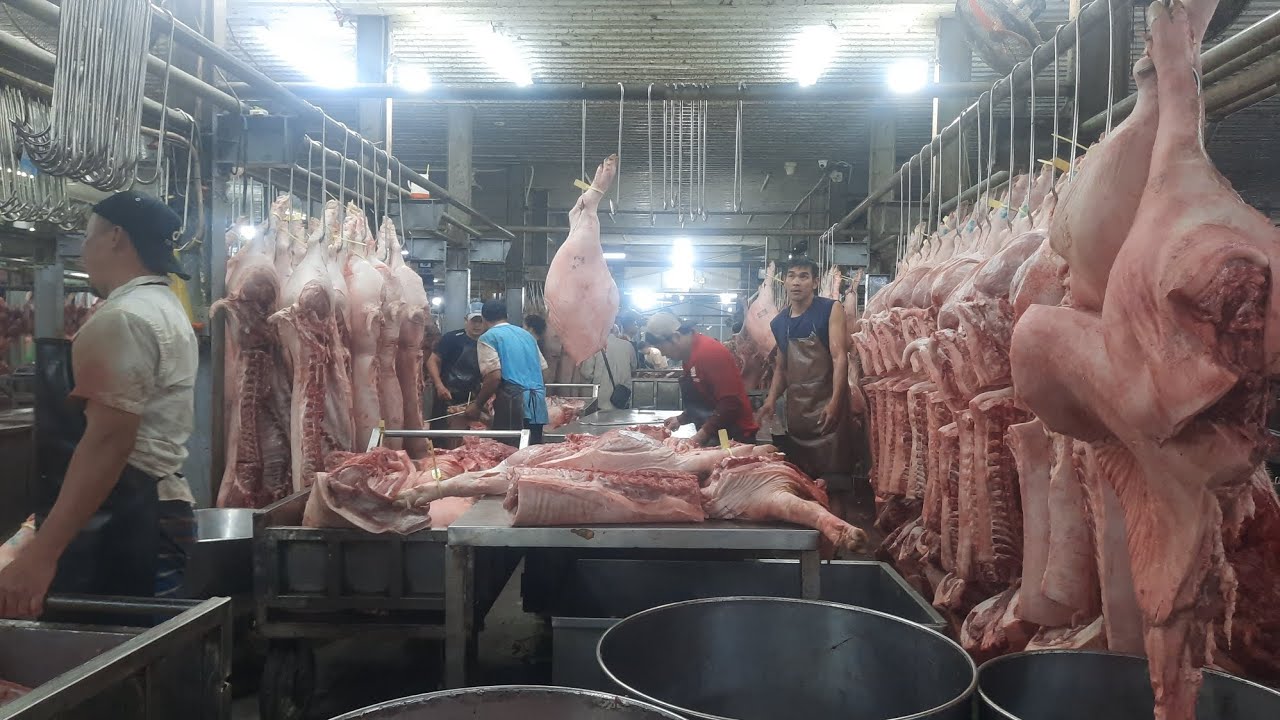 Khu thịt heo chợ đầu mối bình điền 28 tết tăng cực mạnh ba gọi chưa rút sườn 250k đùi 100k giò 90k 