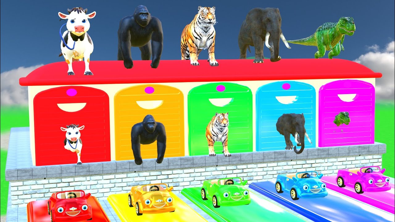 Tiger vs T-Rex Car Race Challenge Funny 3D Animals 