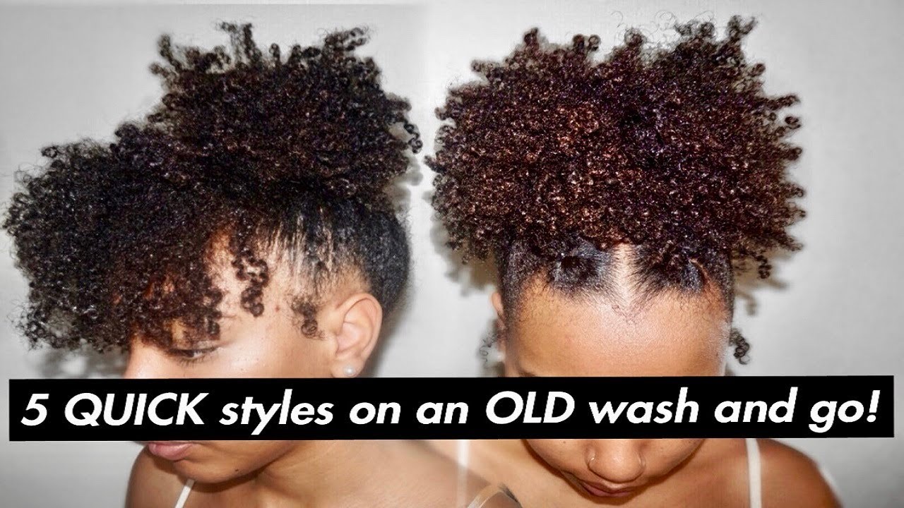 5 Quick Natural Hairstyles On OLD Wash And GO 4a/4b/4c