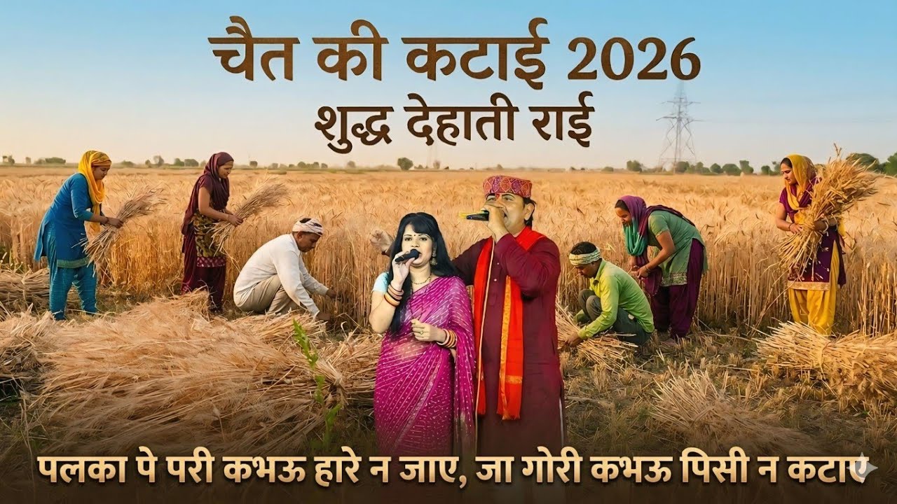 चैत की कटाई 2026 //शुद्ध देहाती राई // पलका पे परी कभऊ हारे न जाए !! जा गोरी कभऊ पिसी न कटाए #देशराज