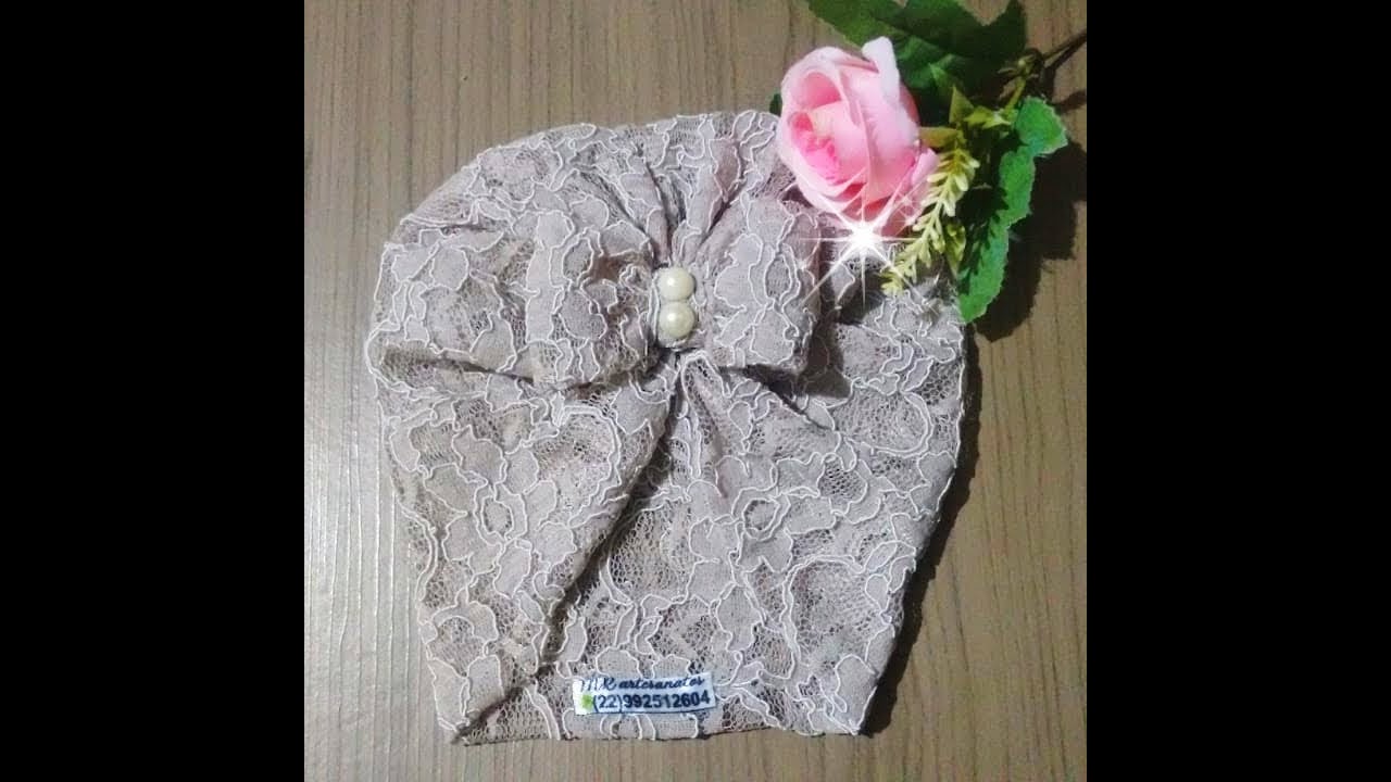 Turbante  de renda com laço - Márcia Regina