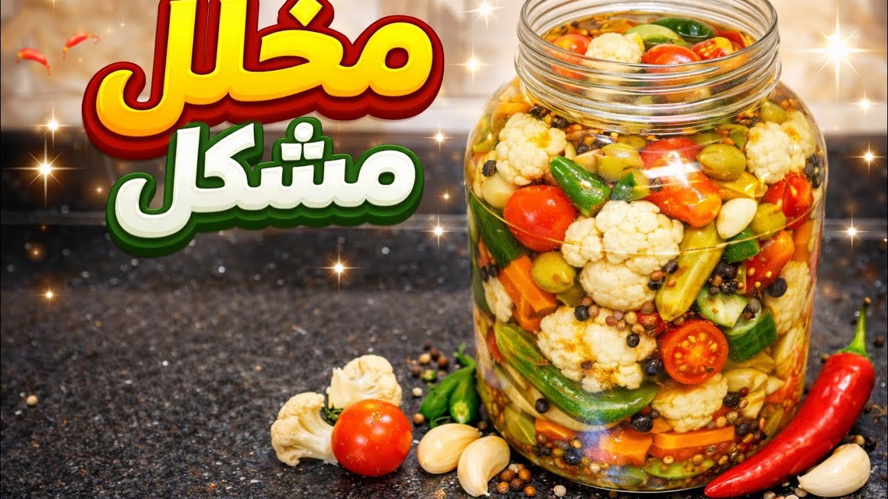 مخلل مشكل مقرمش وسريع | طريقة عمل المخلل البيتي 🌶️