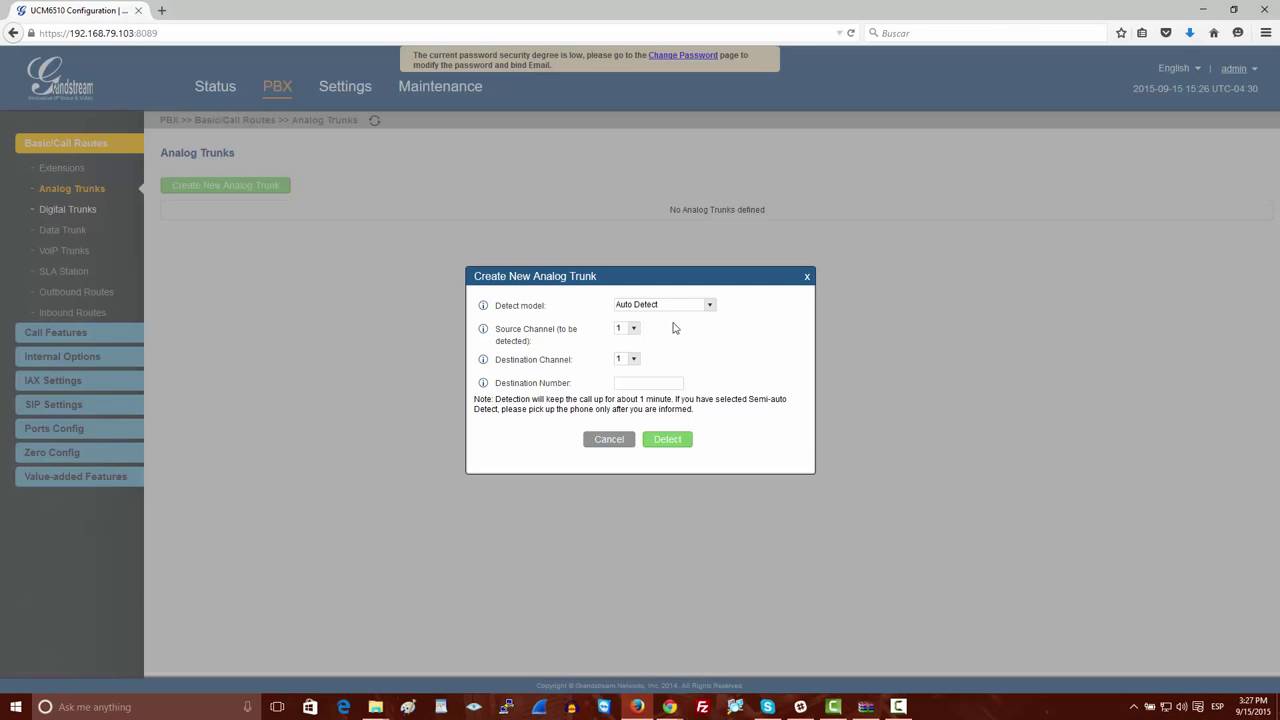 Gu&iacute;a de Configuraci&oacute;n de Troncales Anal&oacute;gicas UCM6100 6510