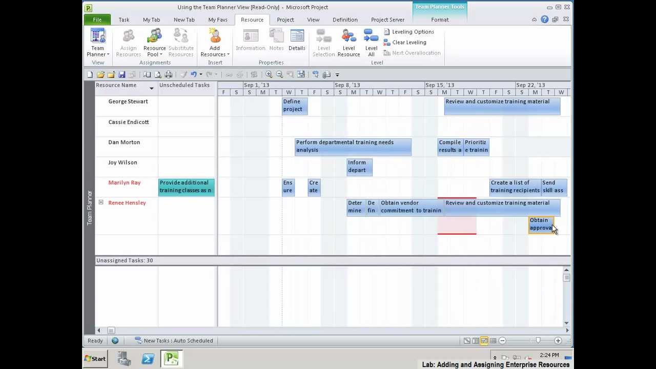 MS Project Resolving Overallocations in Team Planner View