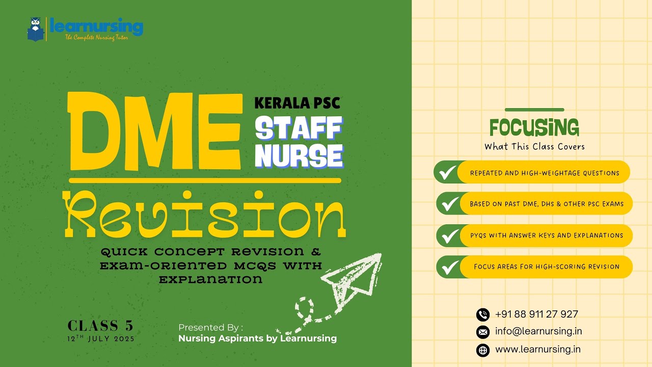 DME Staff Nurse | Kerala PSC | Exam Revision Class | Previous Year Questions Discussion | Part 5