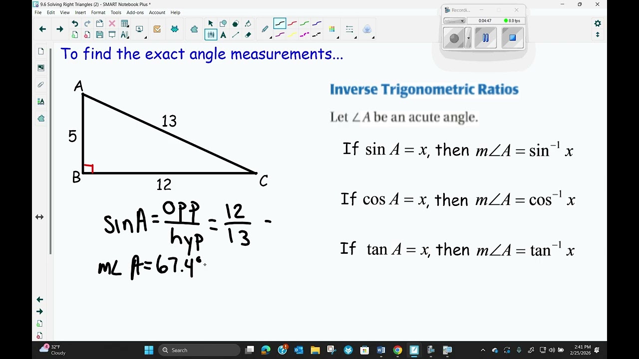 Solving Right Triangles Chapter 9 6 Geo