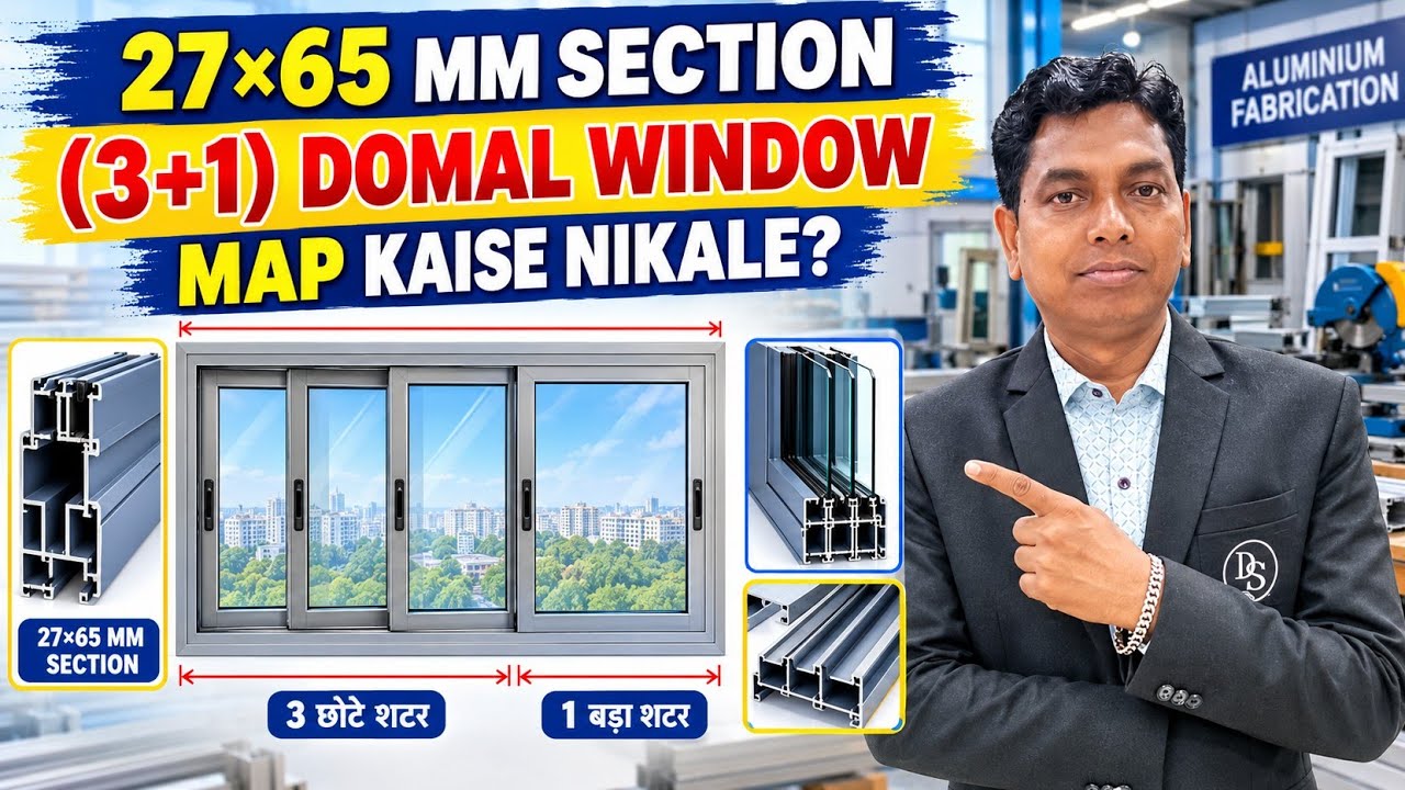 27 X 65 domal windows (3+1)ka map kayse nikale # How to make (3+1) 27 X 65 Domal window