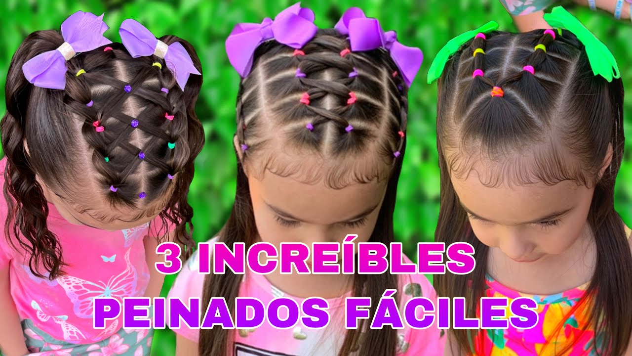 3 INCREÍBLES PEINADOS PARA NIÑAS FÁCILES Y BONITOS/3 incredible hairstyles for girls