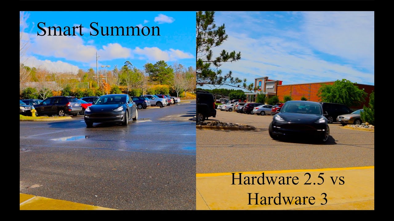 Tesla Model 3 Maiden Voyage - HW3 vs HW2.5 Smart Summon