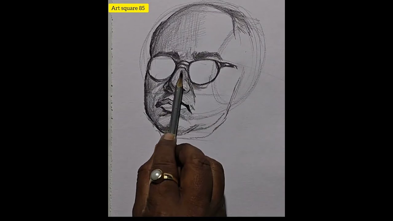 Netaji Subhash Chandra Bose portrait drawing step by step