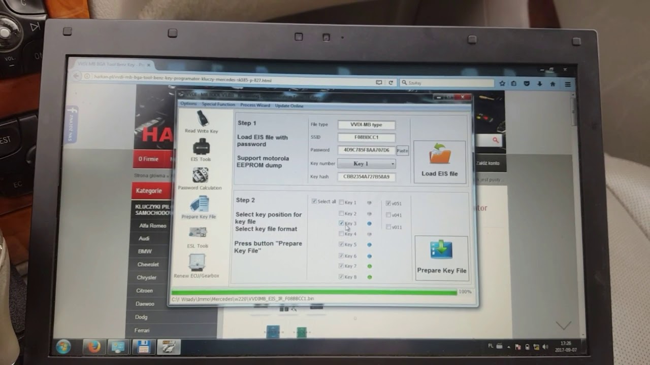 VVDI MB BGA Programowanie klucza W220