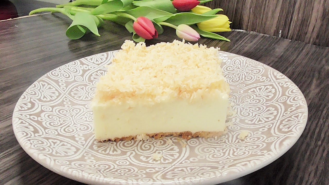 Schneeflaum Kuchen / Quarkkuchen ohne backen mit Kokos / Einfach und schnell
