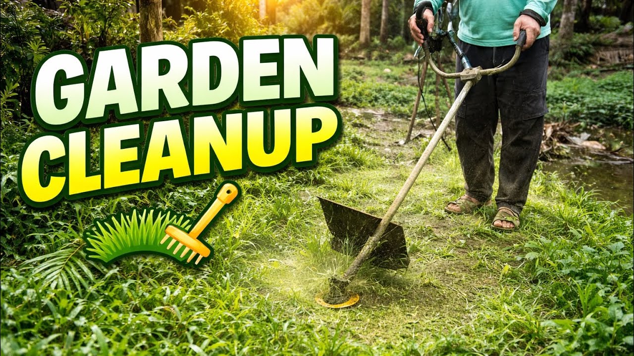 Garden Cleanup – Cutting Grass After the Rain