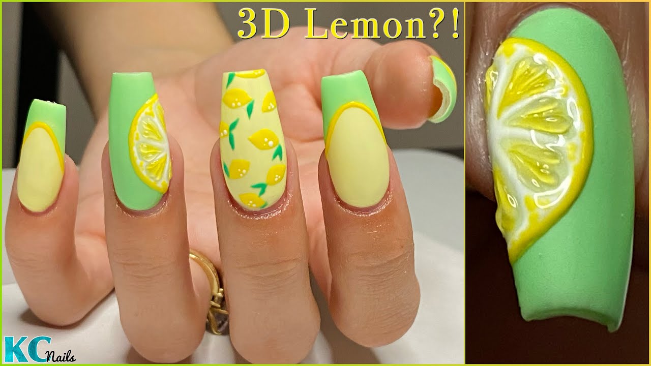 Lemon Gel Nails | 3D Lemon Nail Art With Builder Gel | Nail Art Collaboration