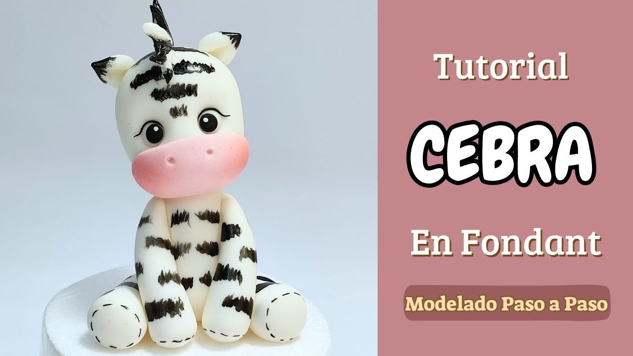 Cómo hacer una CEBRA en FONDANT//Zebra Fondant Caketopper// Jungle Animals Fondant// Figuras Fondant