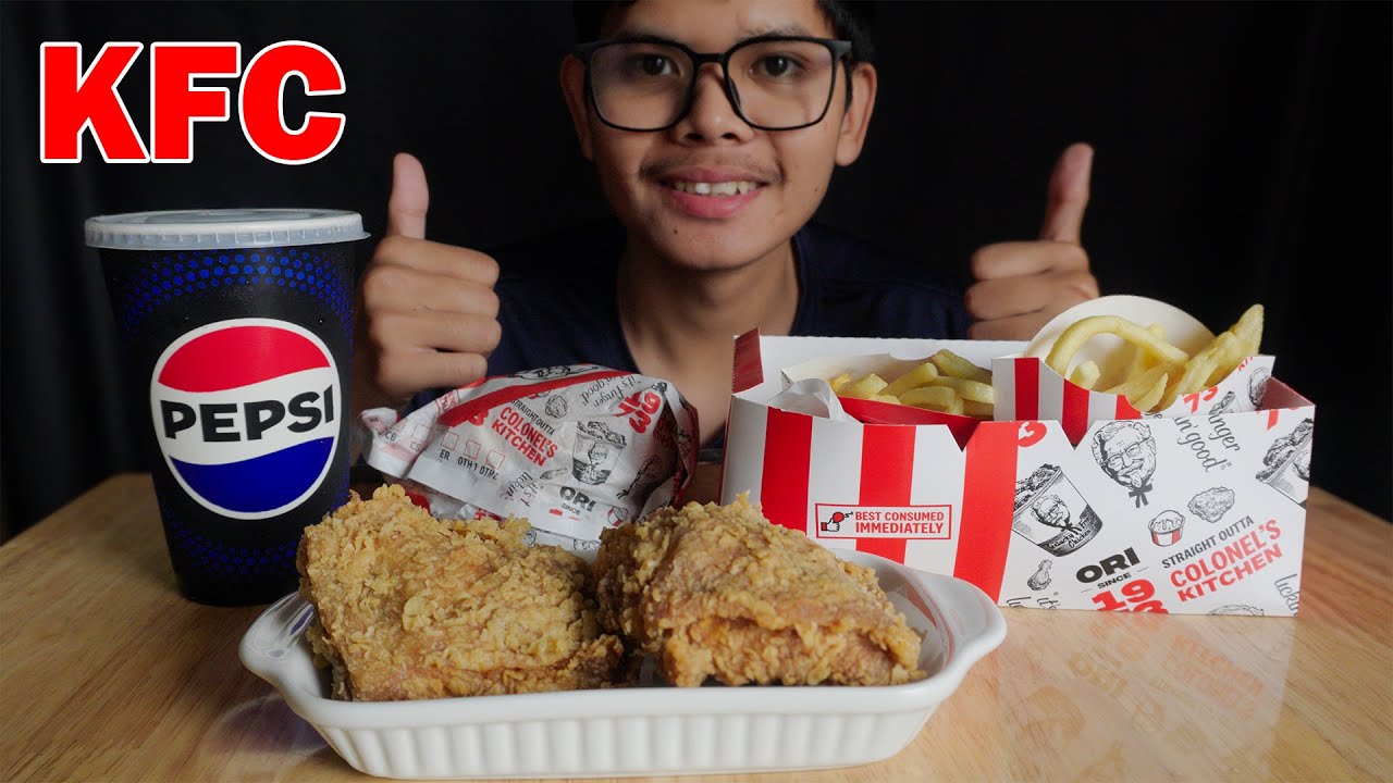 ASMR Mukbang with KFC Fried Chicken & Burger & French Fried
