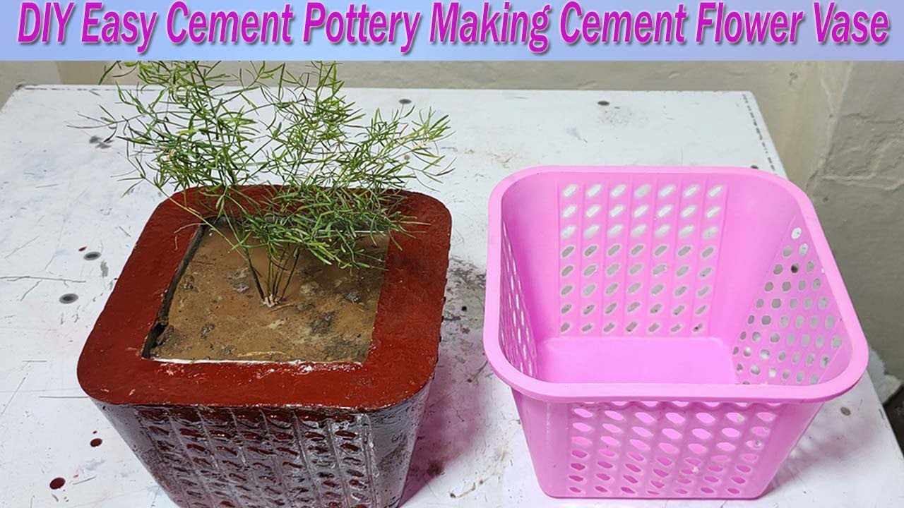 DIY Easy cement pottery making  Cement flower vase