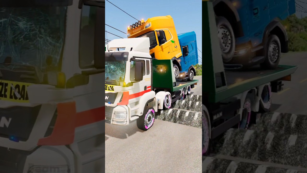 Trucks and Cars vs Speed Bumps #16 | BeamNG.drive