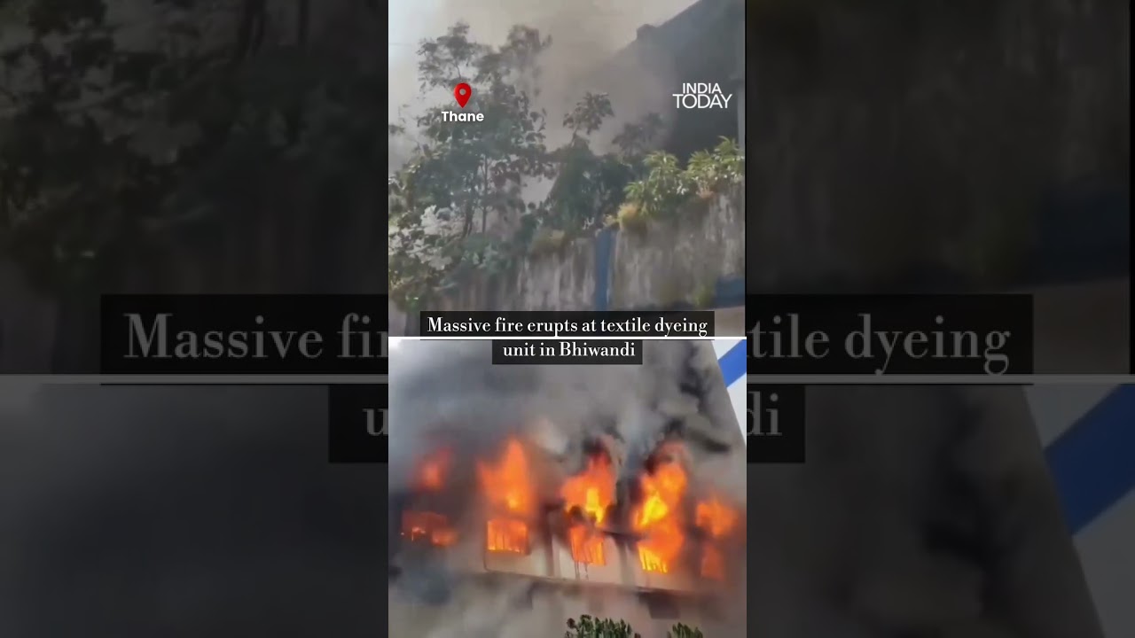 Massive Fire Engulfs Bhiwandi Knit Dyeing Factory | Thick Smoke Clouds Over Sharavali MIDC